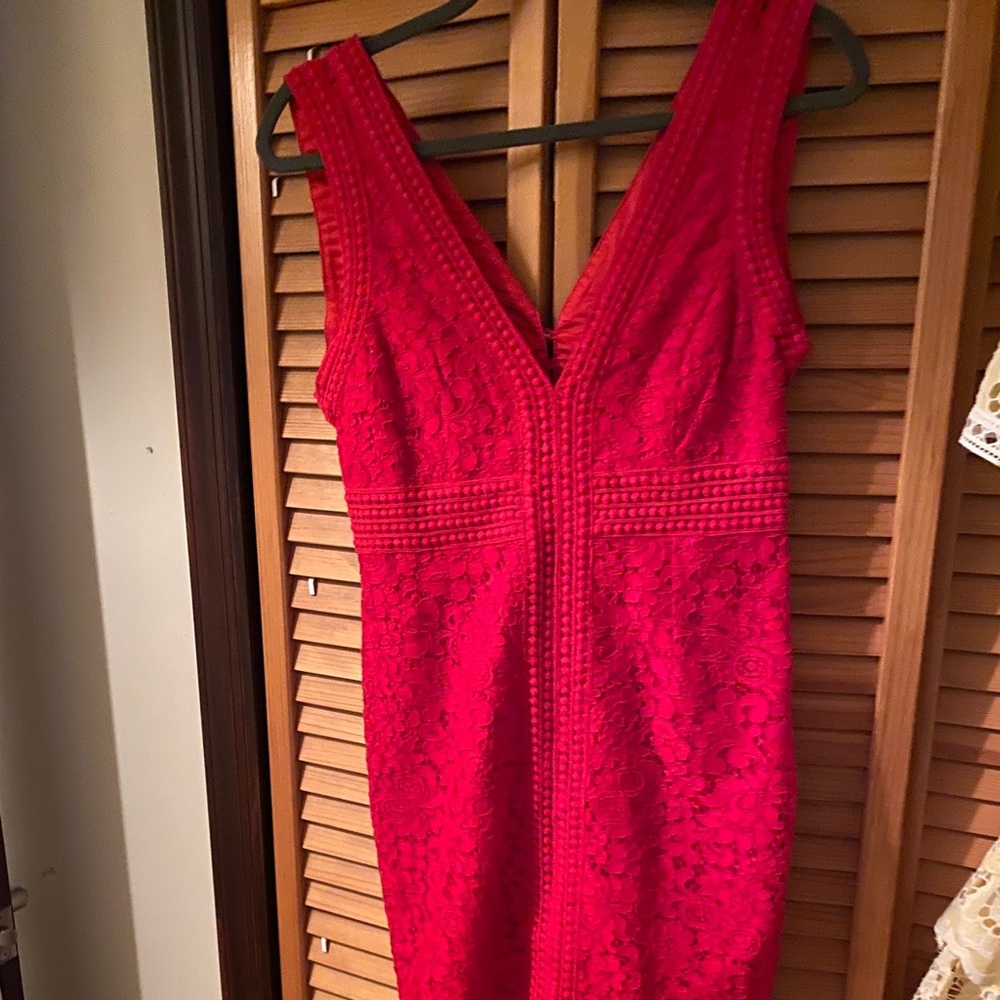 Red Bardot lace dress new with tags